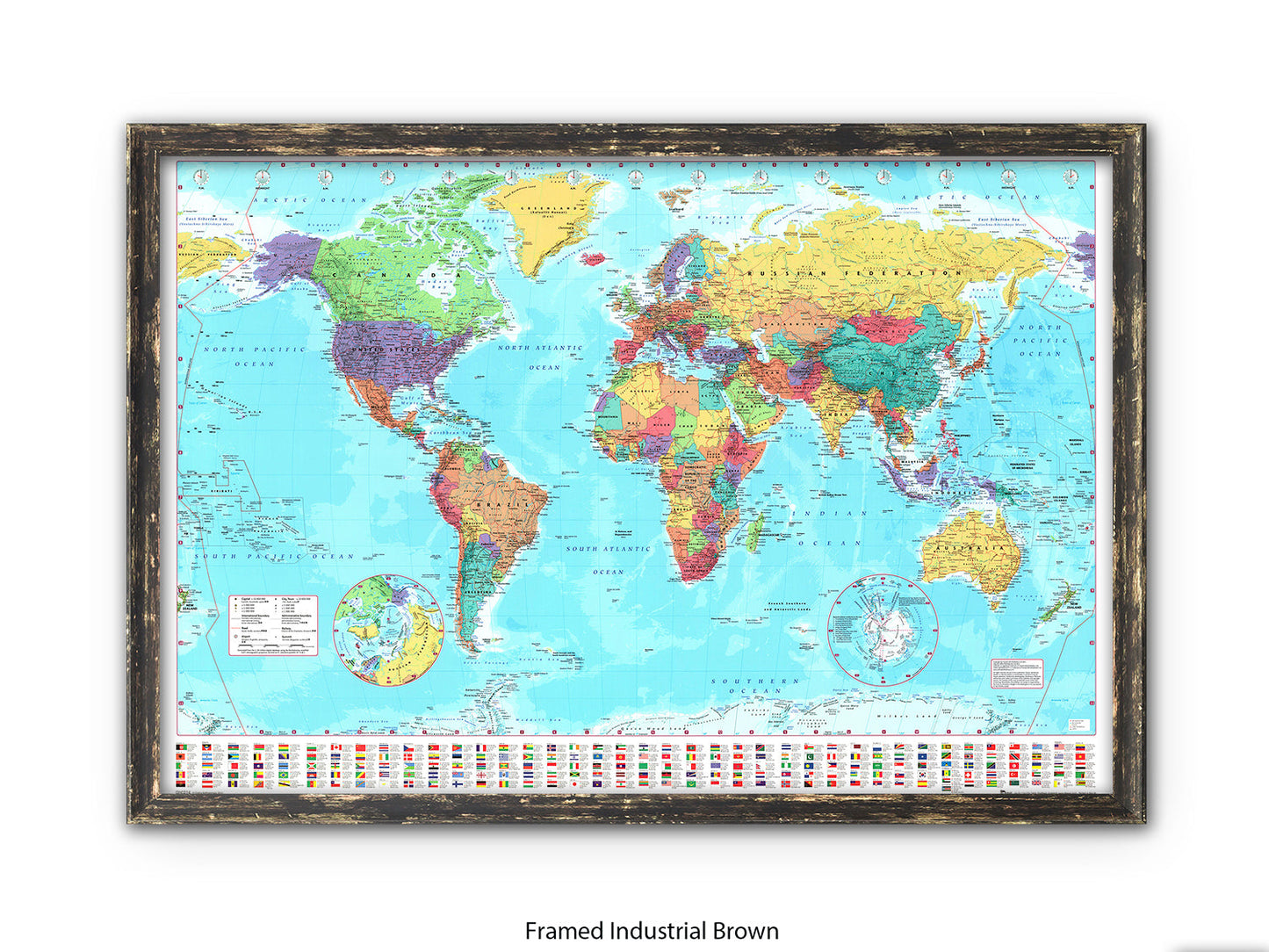 World Map Poster With Flags At The Bottom