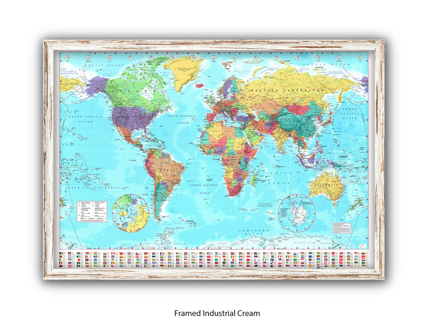 World Map Poster With Flags At The Bottom
