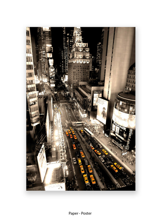 New York Aerial View Yellow Taxis Giant Poster