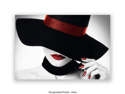 Vogue Style - Black Hat Red Lips  Giant Poster