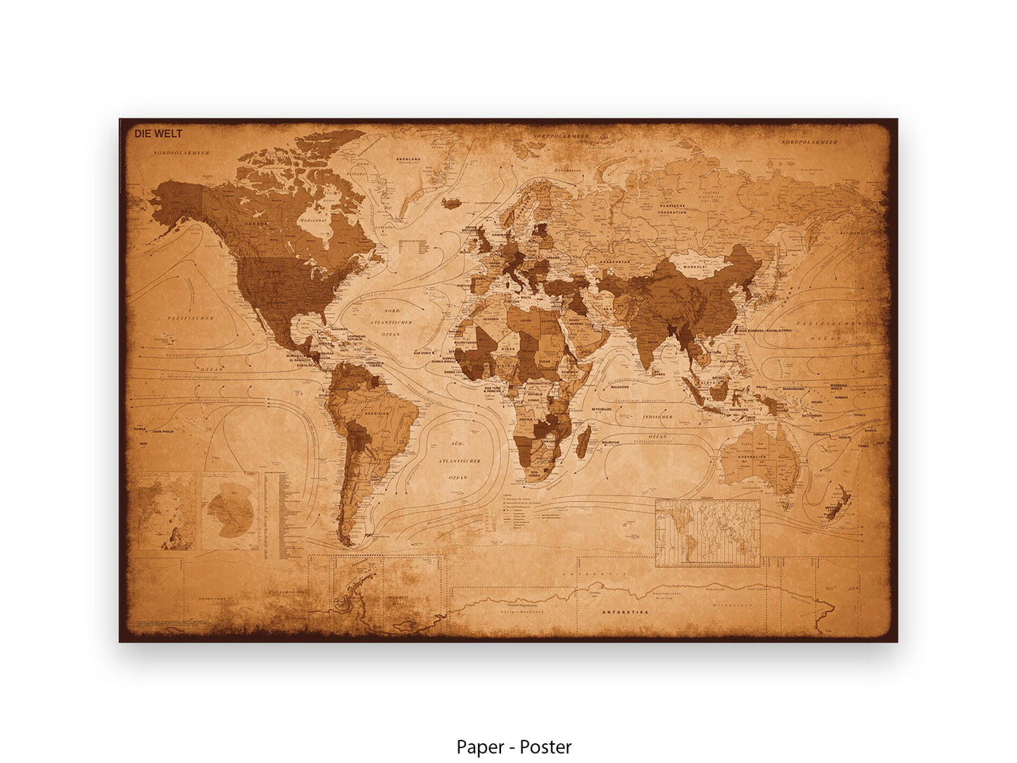 Vintage World Map - IN GERMAN LANGUAGE Giant Poster