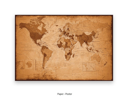 Vintage World Map - IN GERMAN LANGUAGE Giant Poster