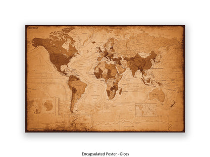 Vintage World Map - IN GERMAN LANGUAGE Giant Poster