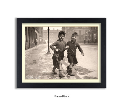 Gorbals Boys, Glasgow 1948 – Vintage Sepia Photographic - Art Print