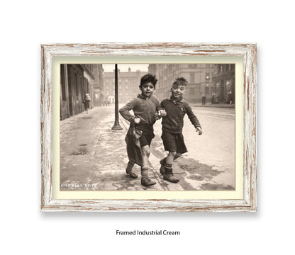 Gorbals Boys, Glasgow 1948 – Vintage Sepia Photographic - Art Print