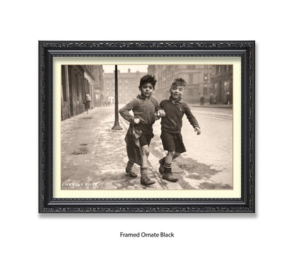Gorbals Boys, Glasgow 1948 – Vintage Sepia Photographic - Art Print