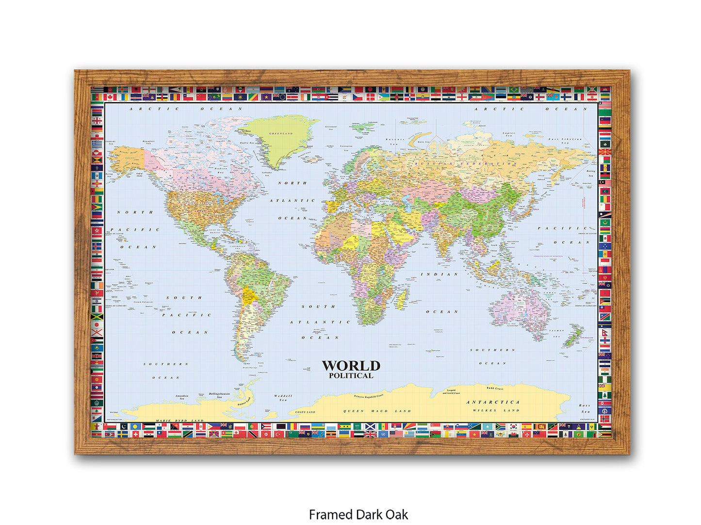 World Map Poster With Flags Surround