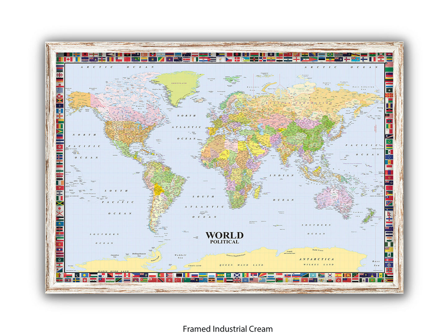 World Map Poster With Flags Surround