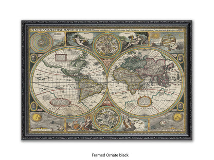 Antique Accvrat 1626 World Map Vintage Poster