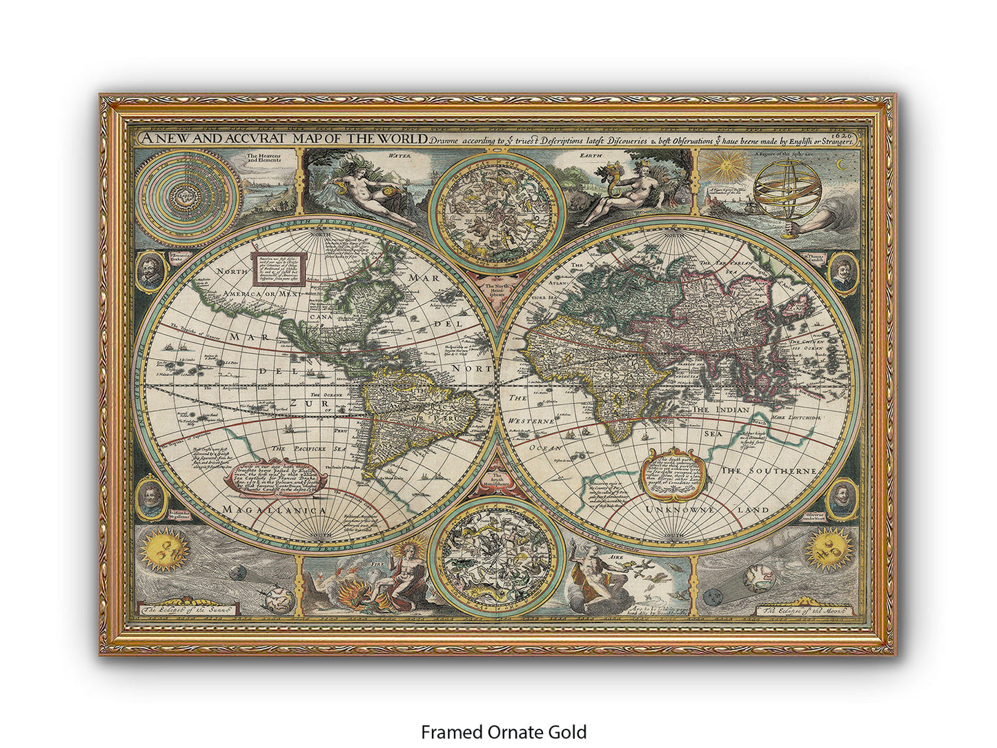 Antique Accvrat 1626 World Map Vintage Poster