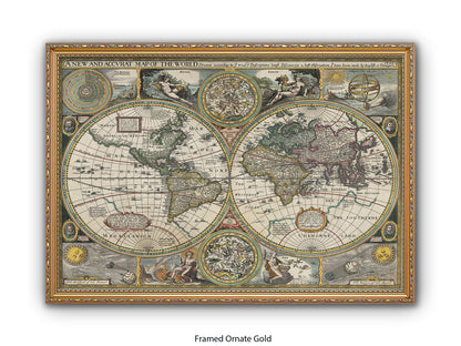 Antique Accvrat 1626 World Map Vintage Poster