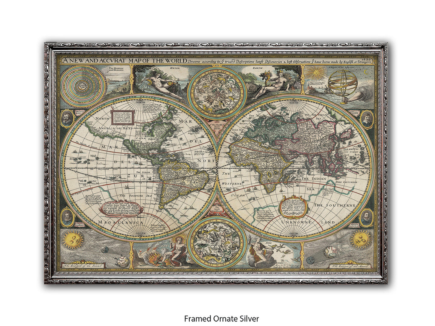 Antique Accvrat 1626 World Map Vintage Poster