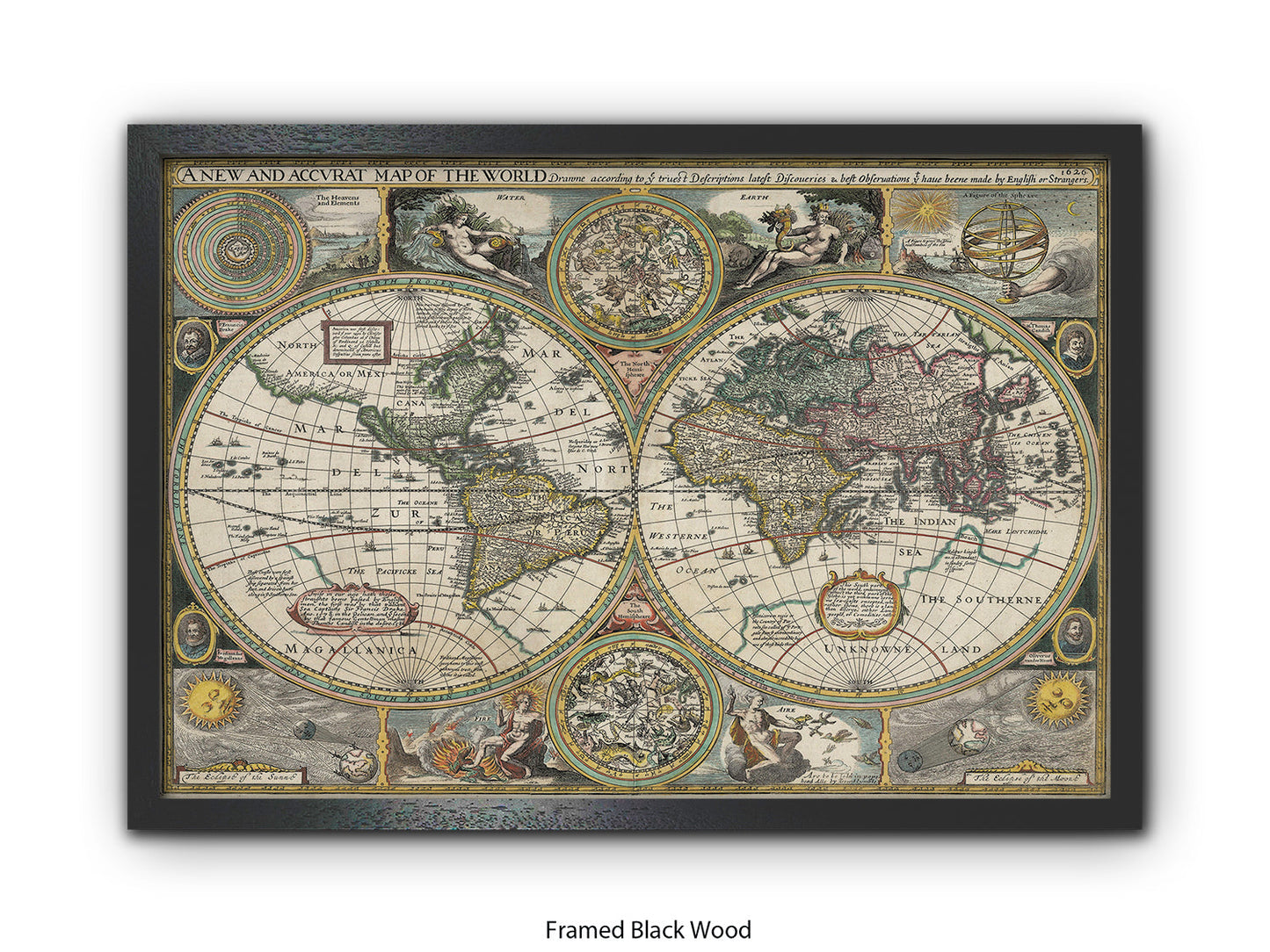 Antique Accvrat 1626 World Map Vintage Poster