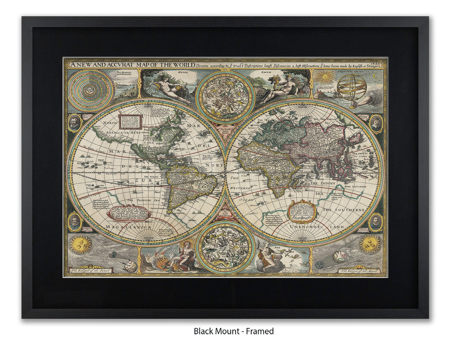 Antique Accvrat 1626 World Map Vintage Poster