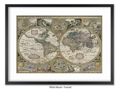 Antique Accvrat 1626 World Map Vintage Poster