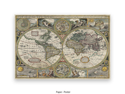 Antique Accvrat 1626 World Map Vintage Poster