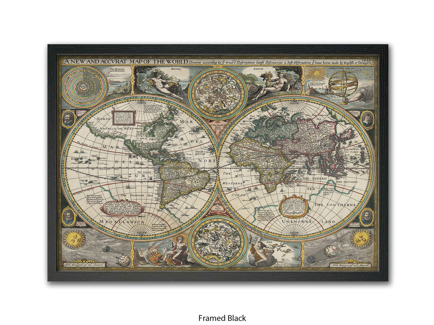 Antique Accvrat 1626 World Map Vintage Poster