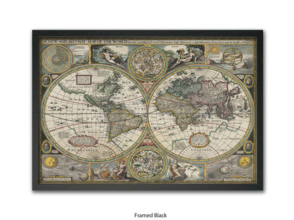 Antique Accvrat 1626 World Map Vintage Poster