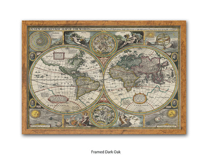 Antique Accvrat 1626 World Map Vintage Poster