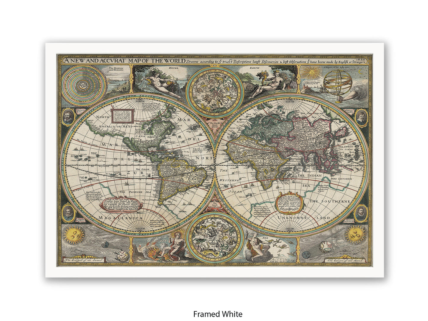 Antique Accvrat 1626 World Map Vintage Poster