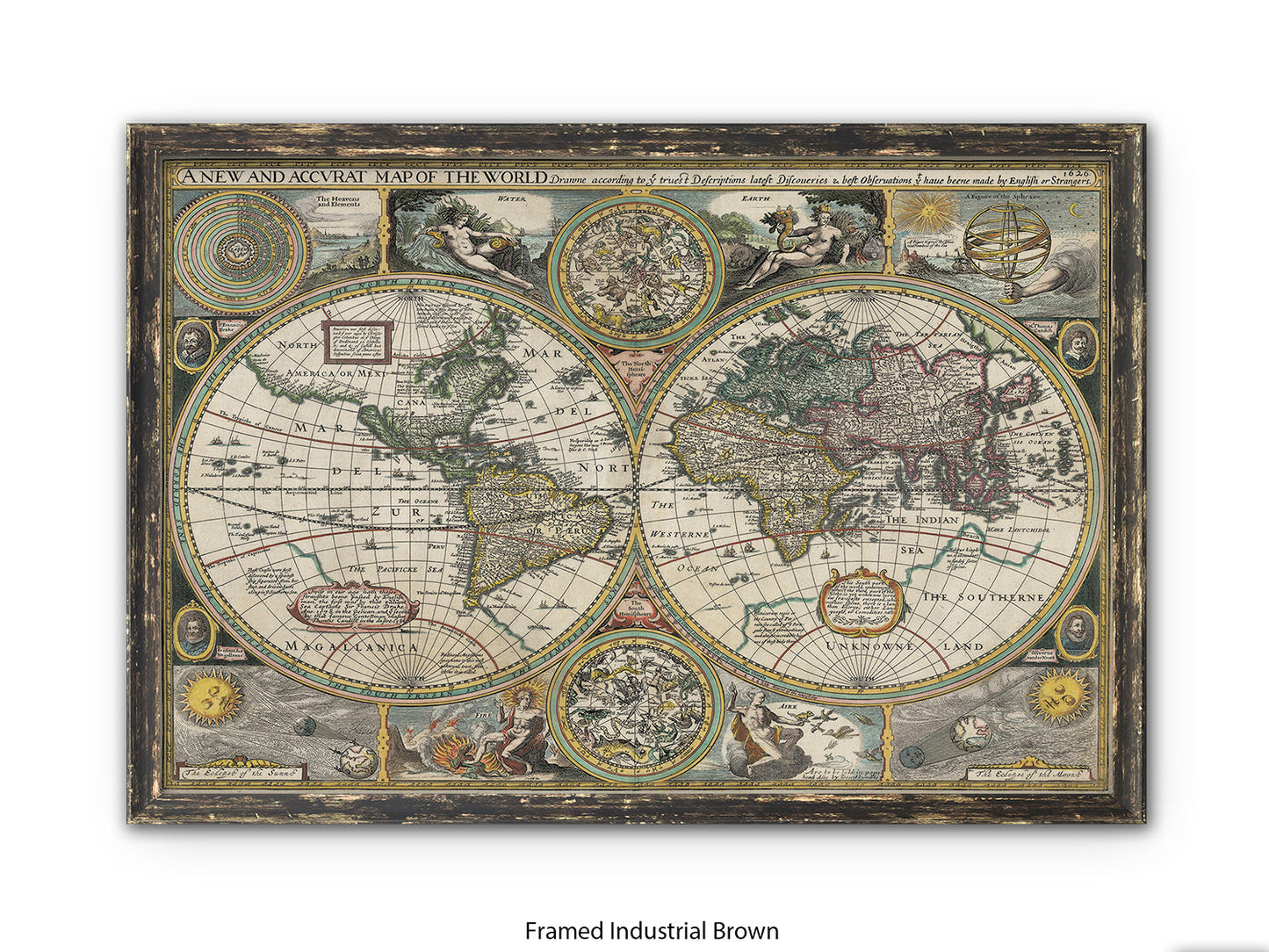 Antique Accvrat 1626 World Map Vintage Poster
