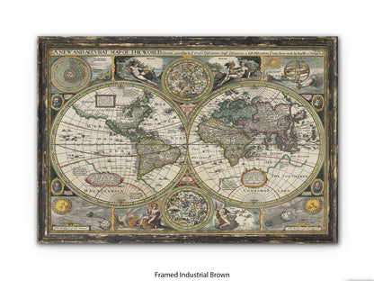 Antique Accvrat 1626 World Map Vintage Poster