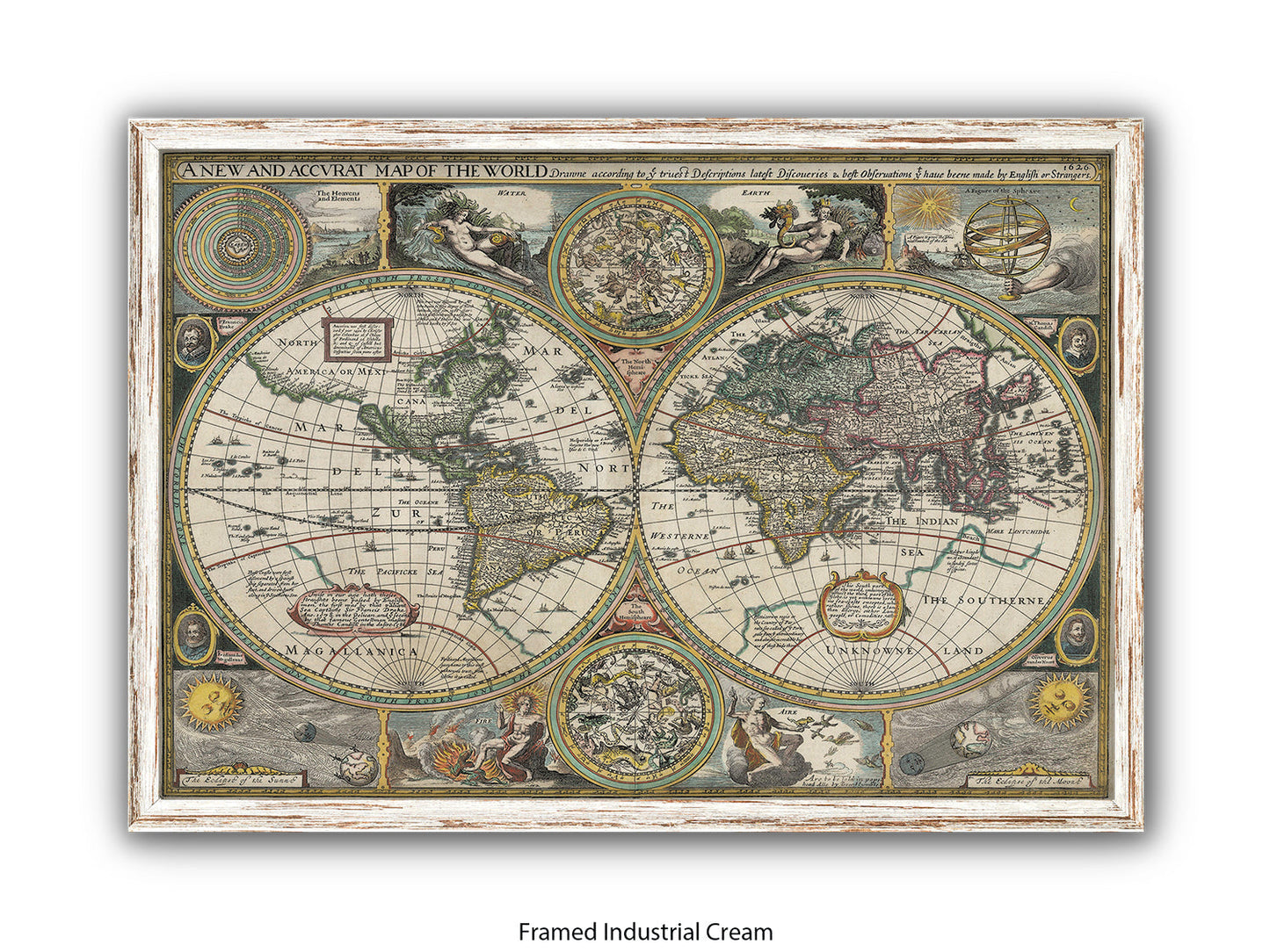 Antique Accvrat 1626 World Map Vintage Poster