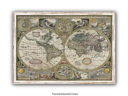 Antique Accvrat 1626 World Map Vintage Poster