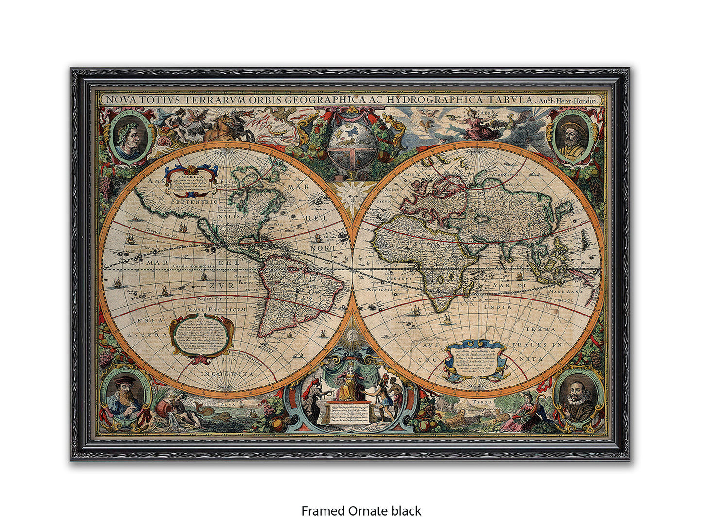 Antique World Map Nova Totivs Orbis Geographica Vintage Poster