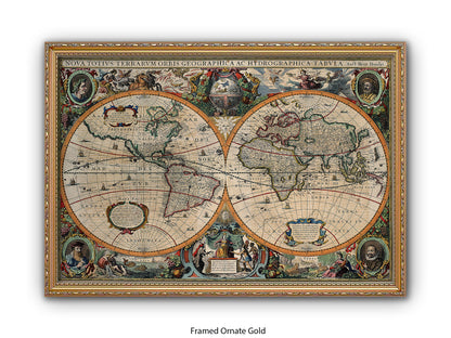 Antique World Map Nova Totivs Orbis Geographica Vintage Poster