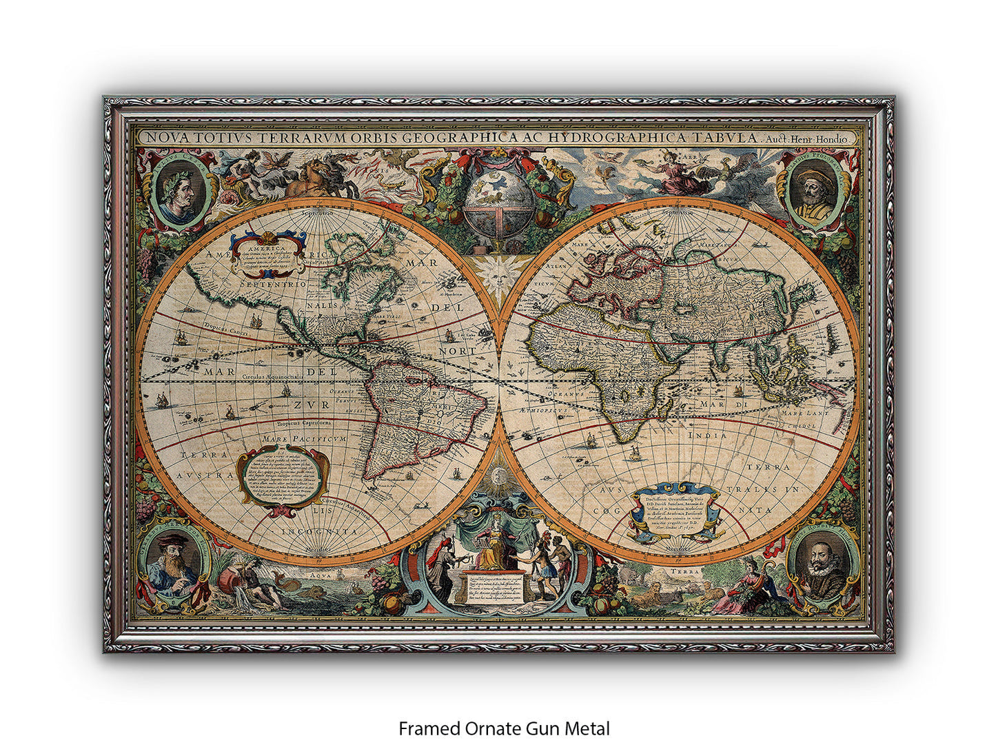 Antique World Map Nova Totivs Orbis Geographica Vintage Poster