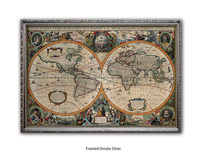 Antique World Map Nova Totivs Orbis Geographica Vintage Poster