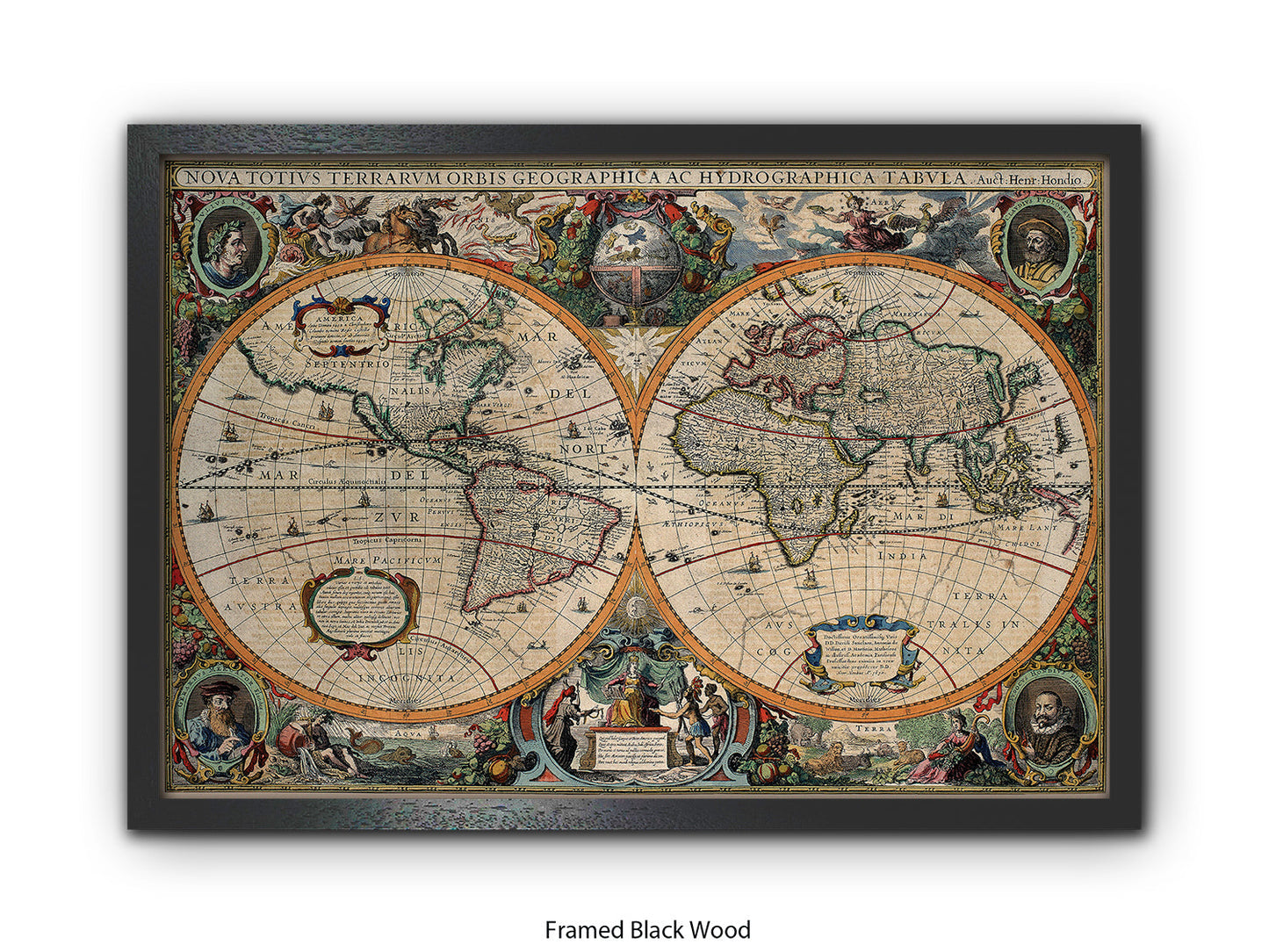 Antique World Map Nova Totivs Orbis Geographica Vintage Poster