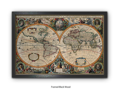 Antique World Map Nova Totivs Orbis Geographica Vintage Poster