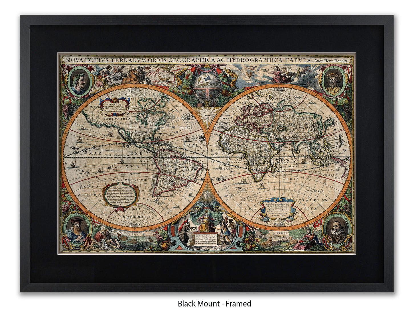 Antique World Map Nova Totivs Orbis Geographica Vintage Poster