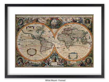 Antique World Map Nova Totivs Orbis Geographica Vintage Poster