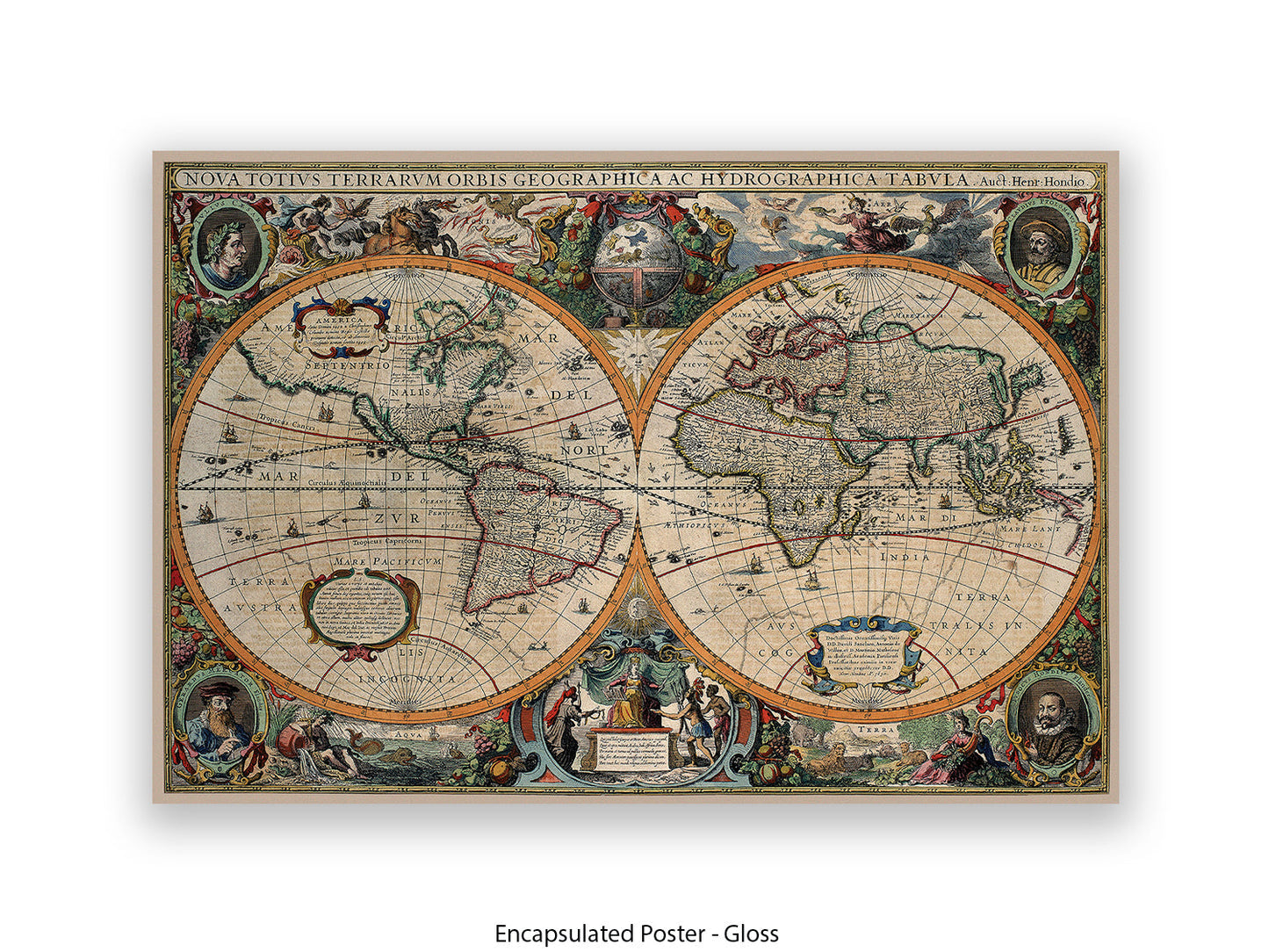 Antique World Map Nova Totivs Orbis Geographica Vintage Poster