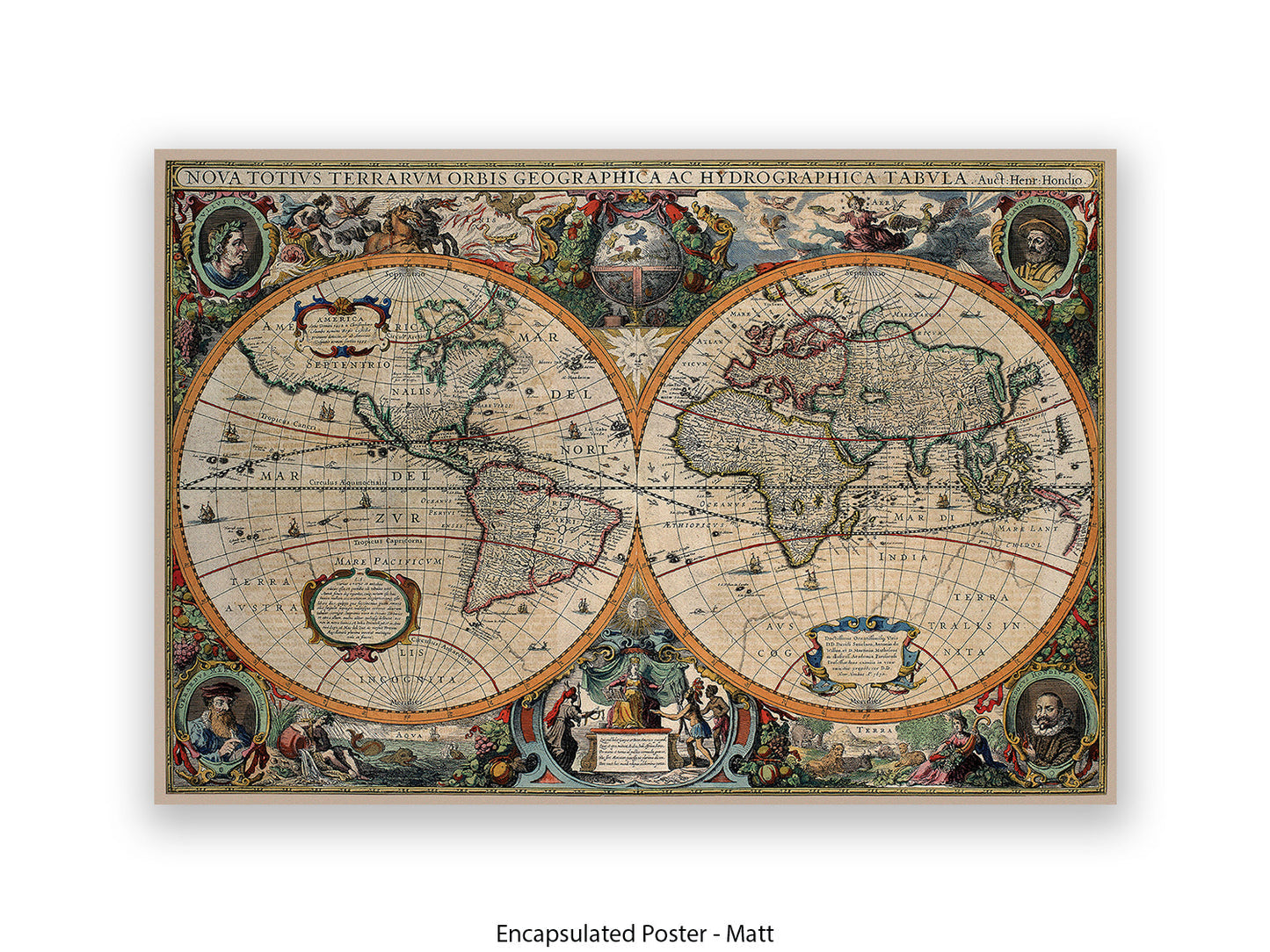 Antique World Map Nova Totivs Orbis Geographica Vintage Poster