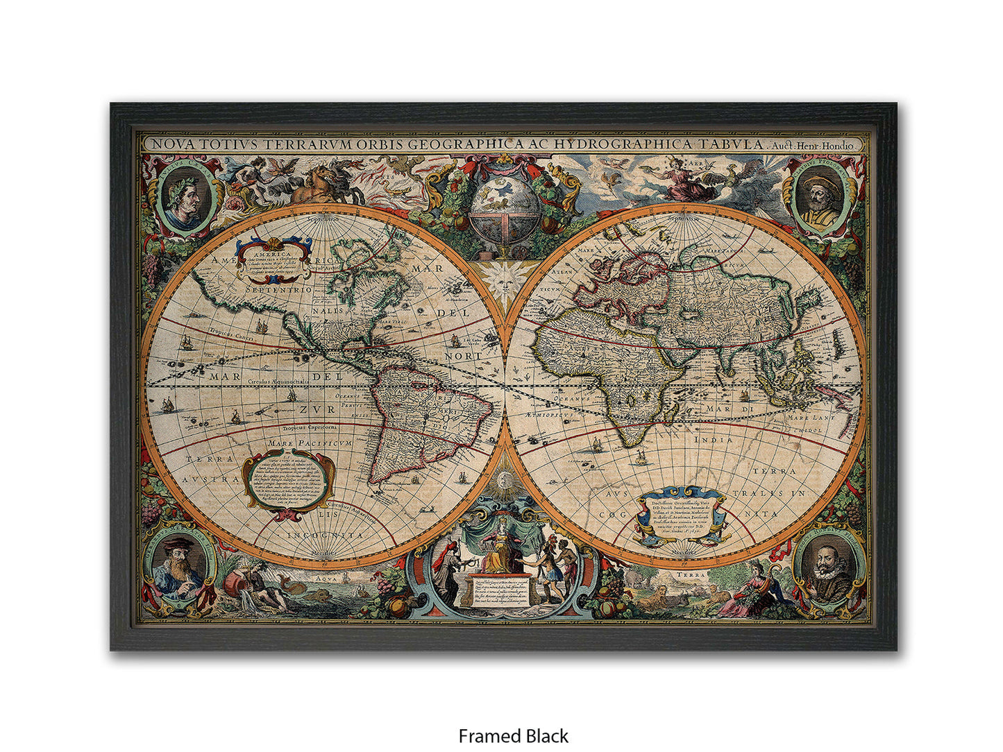 Antique World Map Nova Totivs Orbis Geographica Vintage Poster