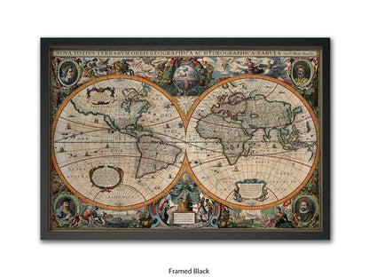 Antique World Map Nova Totivs Orbis Geographica Vintage Poster