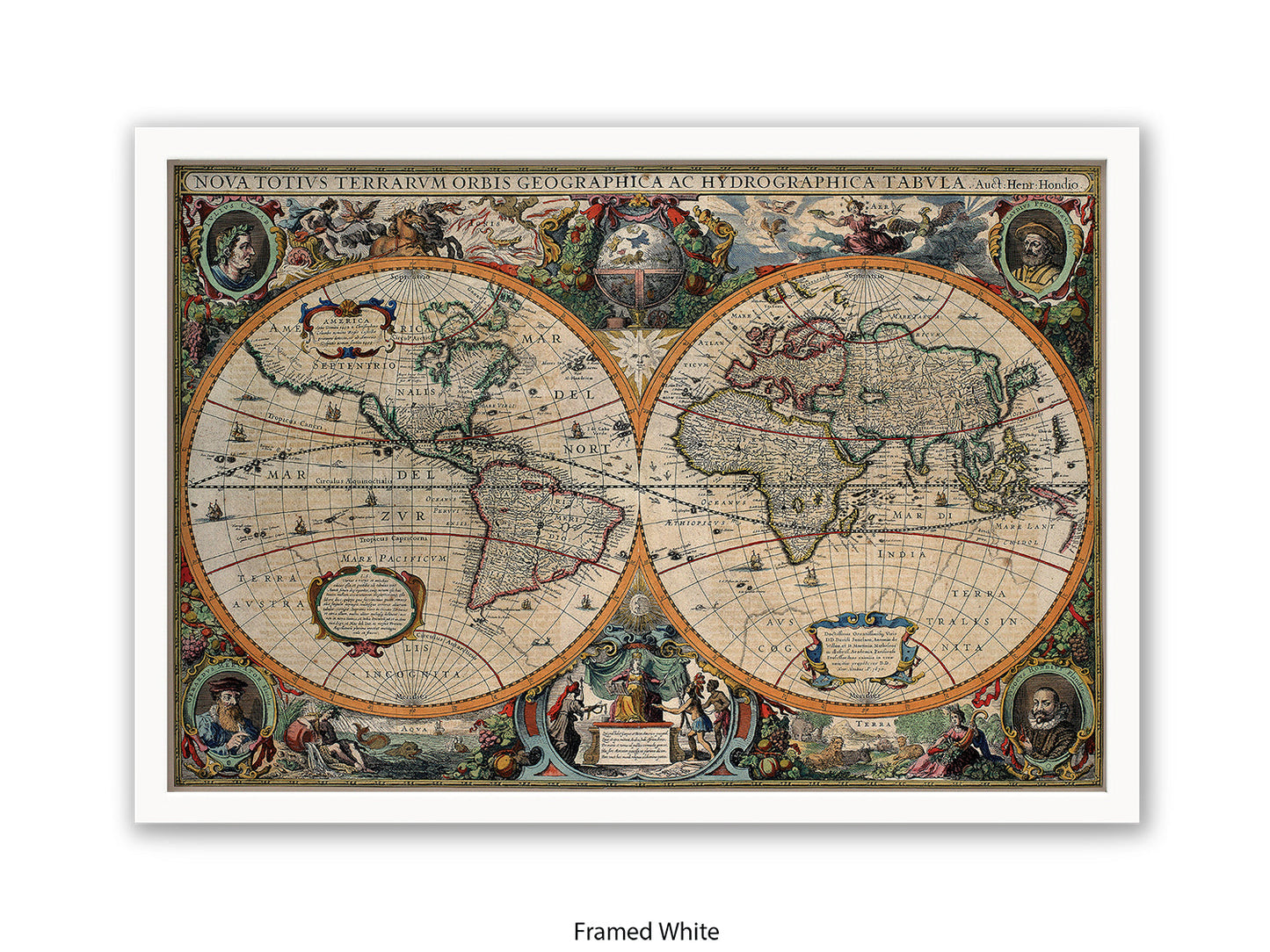 Antique World Map Nova Totivs Orbis Geographica Vintage Poster
