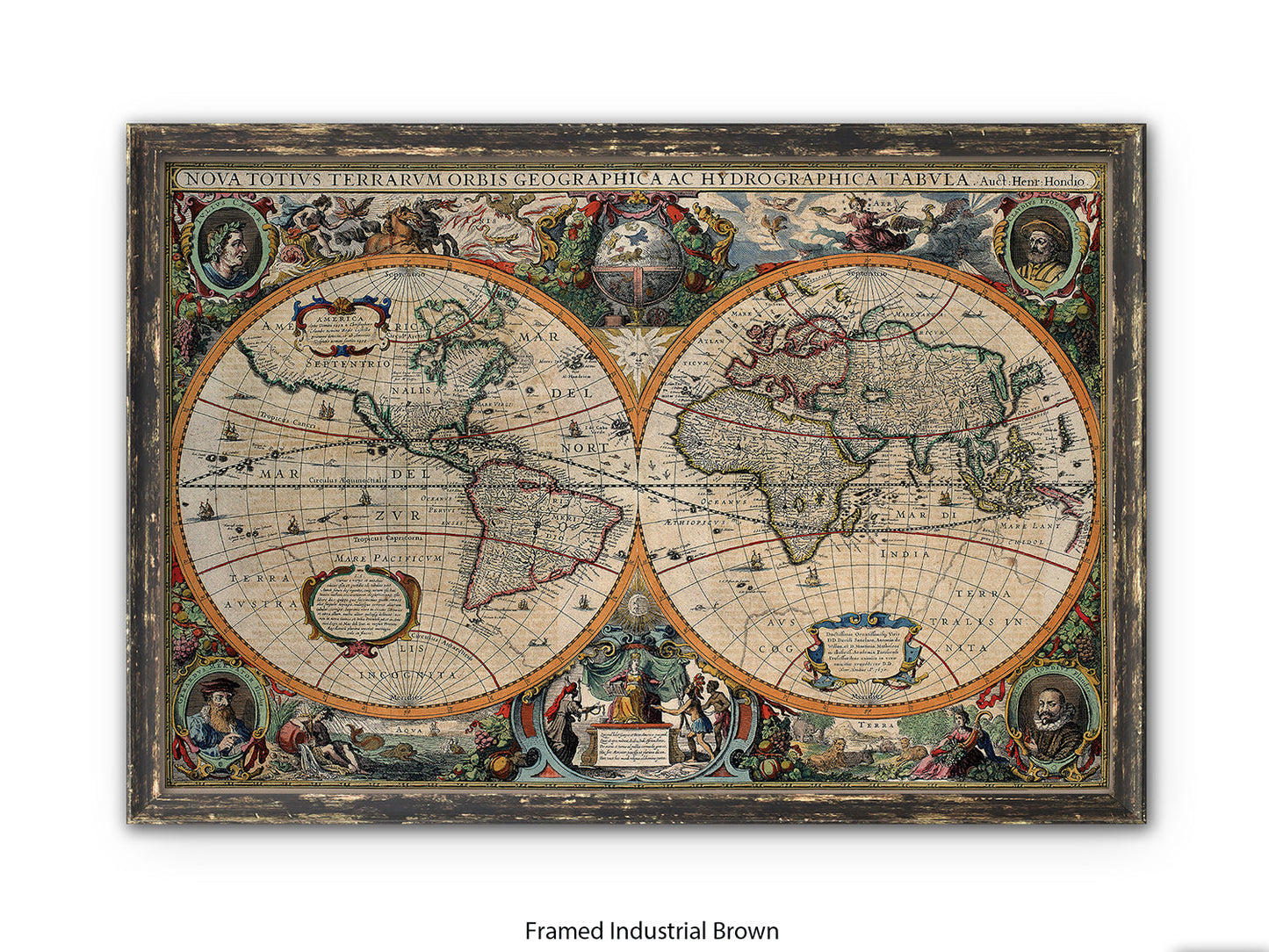 Antique World Map Nova Totivs Orbis Geographica Vintage Poster