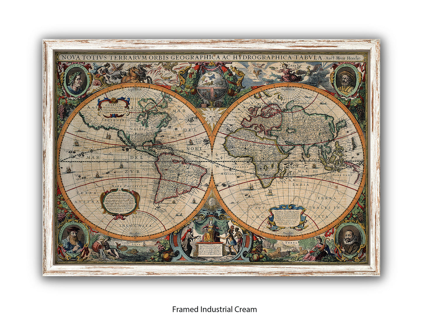 Antique World Map Nova Totivs Orbis Geographica Vintage Poster