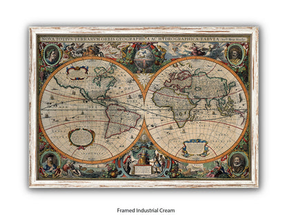 Antique World Map Nova Totivs Orbis Geographica Vintage Poster