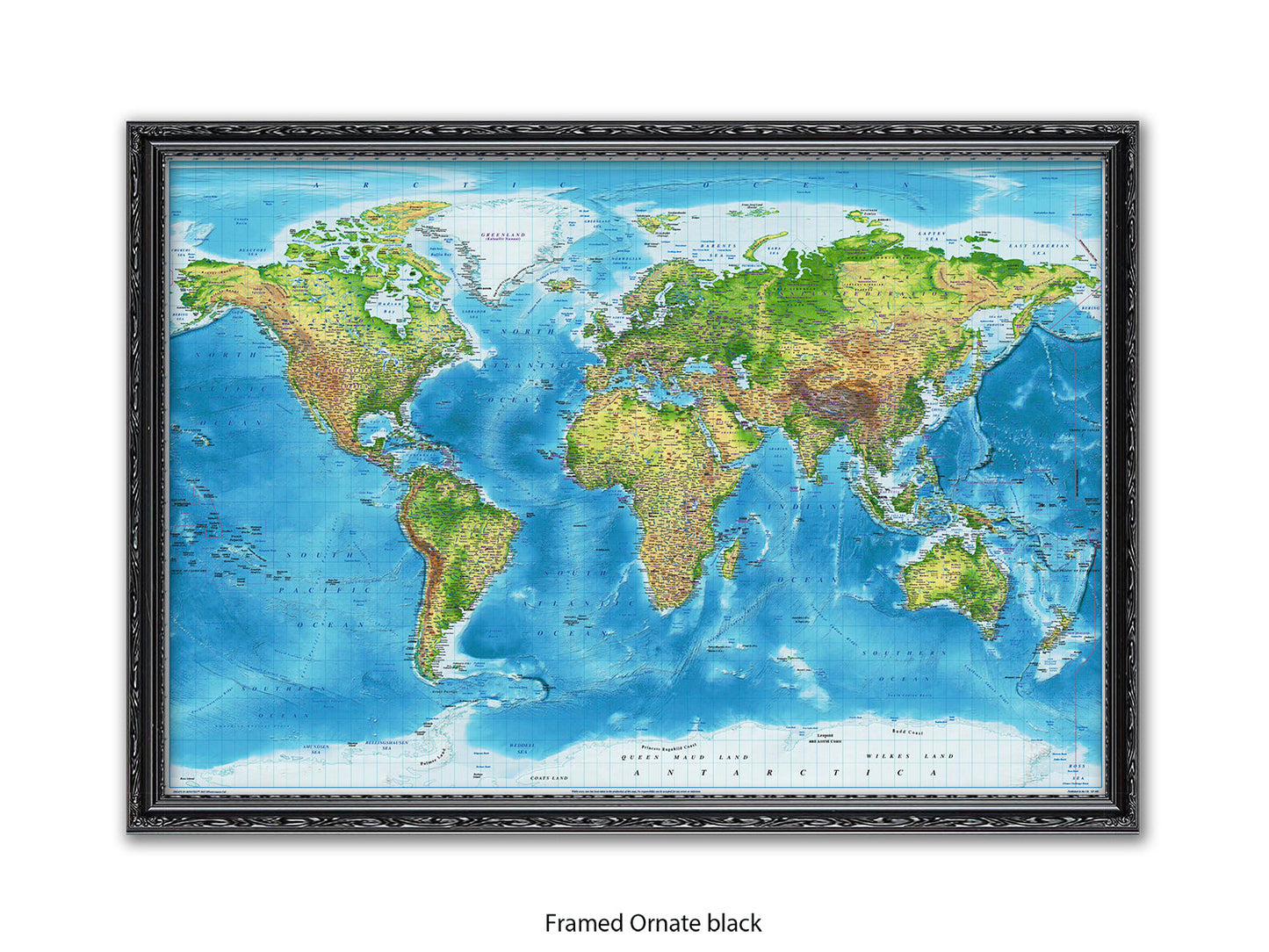 World  Physical  / Terrain Map Poster