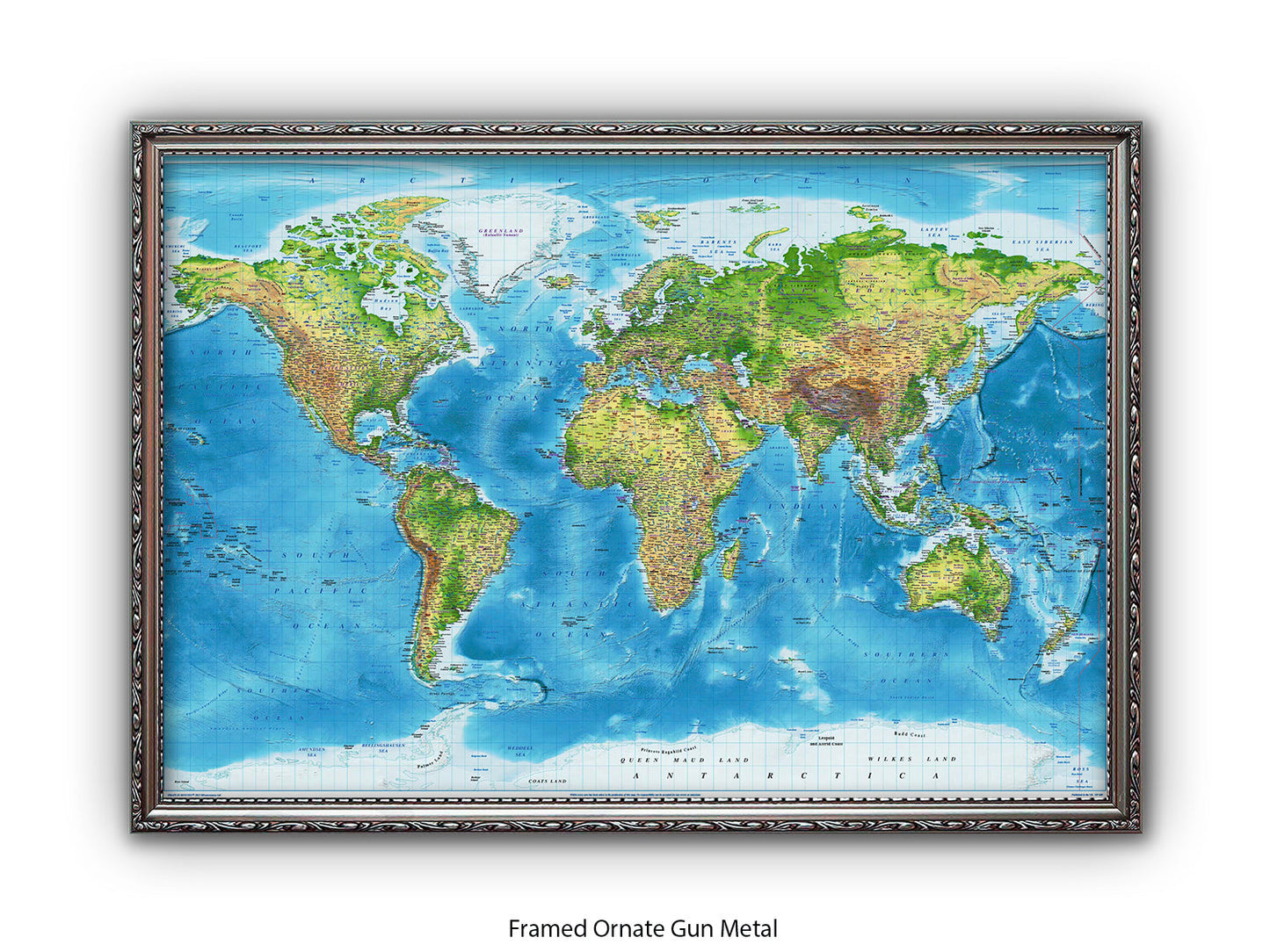 World  Physical  / Terrain Map Poster