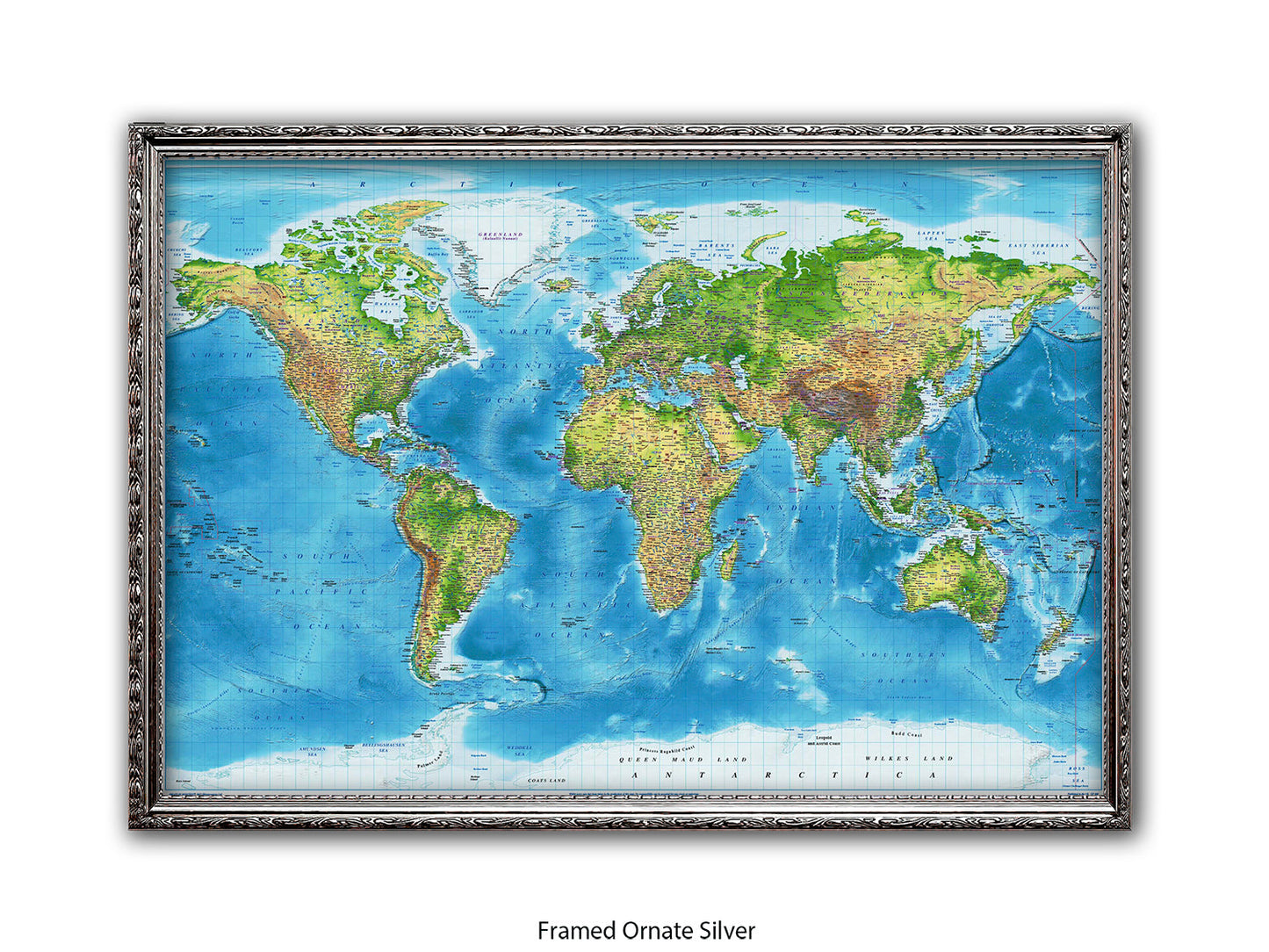 World  Physical  / Terrain Map Poster
