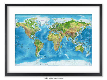 World  Physical  / Terrain Map Poster