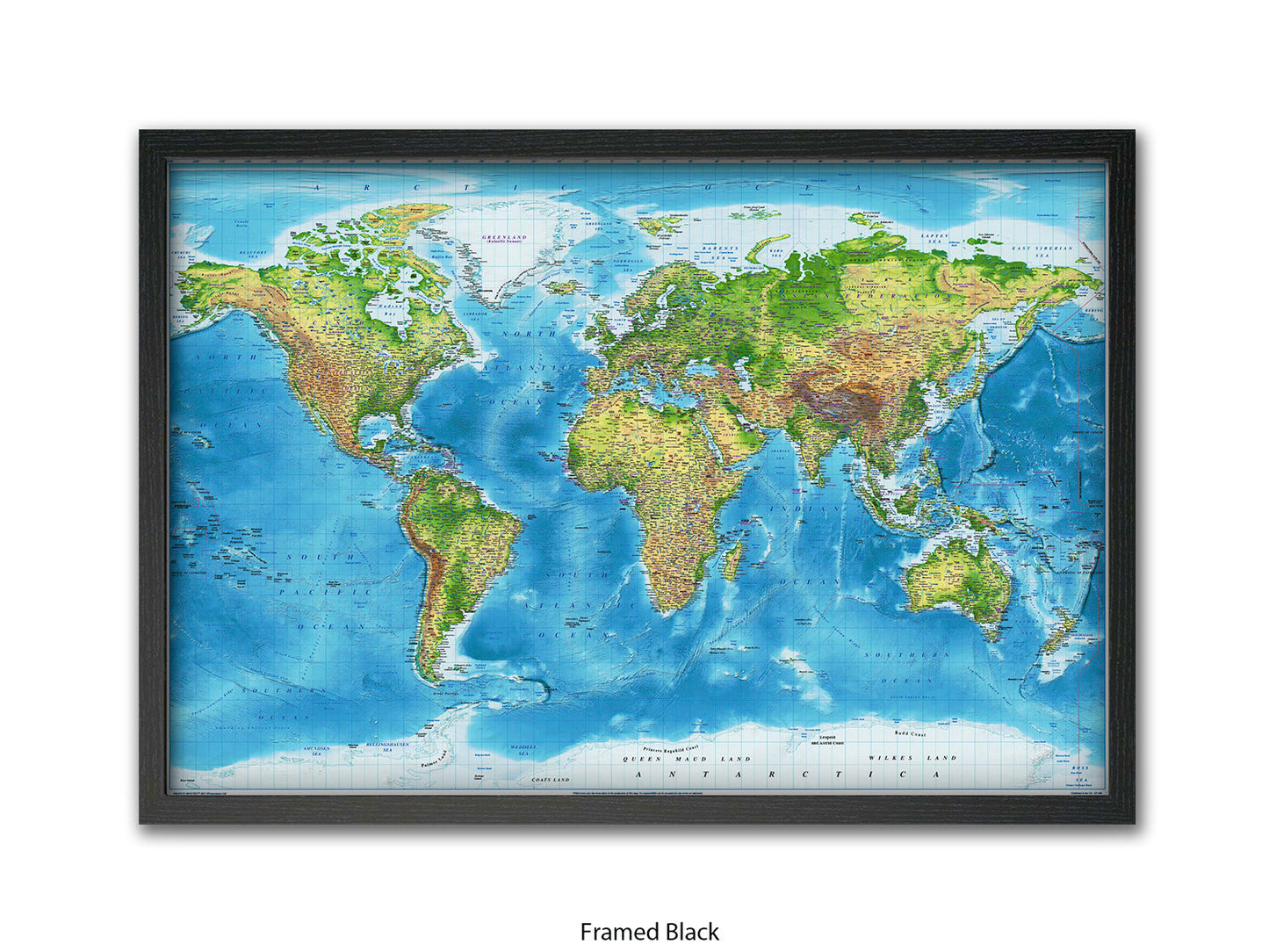 World  Physical  / Terrain Map Poster
