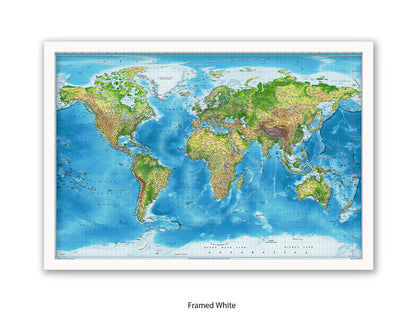 World  Physical  / Terrain Map Poster